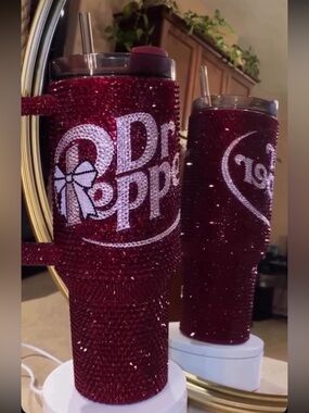 Stanley Ruby Red Dr Pepper Crystal Rhinestone Tumbler with Straw